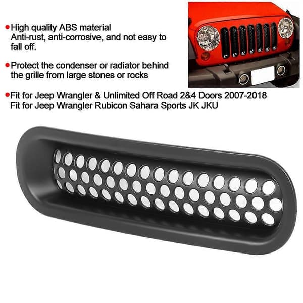 7 stk. ABS Eksteriør Frontgrill Mesh Grill Passer Til Jeep Wrangler 2007-2018 Sort
