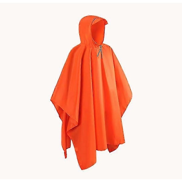 Poncho i militärstil, multifunktionell Rip Stop Regnponcho med huva, vattentät regnrock för utomhusaktiviteter (1 st) orange