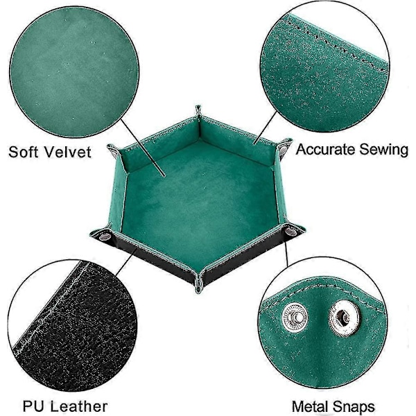 2 Styk Terningebrætter Dobbeltsidet Terningebræt. Sammenfoldelig Terningebakke i Velour Green