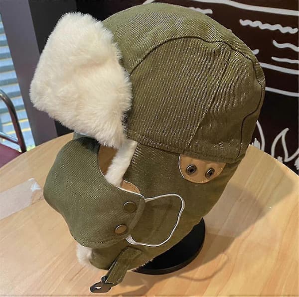 Vintermössa Håll Värmen Unisex Vinter Trapper Aviator Trooper Öronlapp Skidmössa green