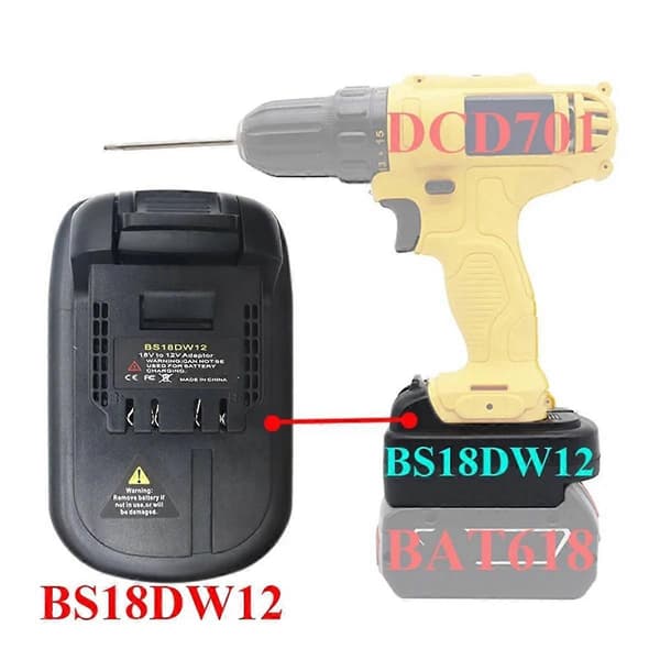 BS18DW12 Adapter Konverter til 18V Li-Ion Batteri til 12V 10.8V Værktøj