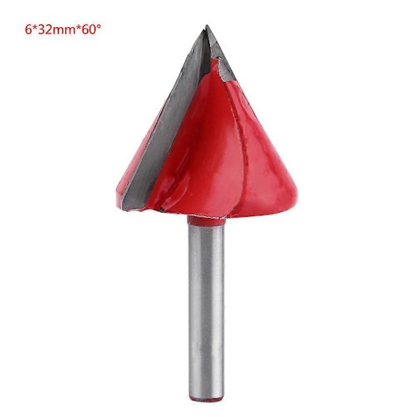Wolframstål Træbearbejdning CNC Router Bit med Skarp V-rille Skæreværktøj 6mm Skaft (6*32mm*60)