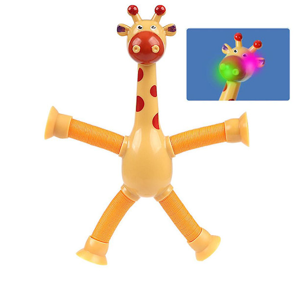 1/4 st Teleskopiska Sugpropp Giraff Leksaker Med Ljus, Pop Tubes Barn Sensoriska Fantasilekar Kreativa Lärleksaker Yellow 4pcs