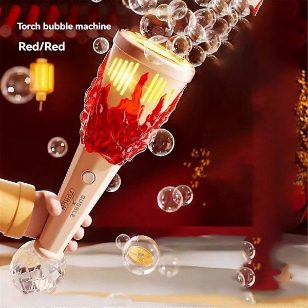 Torch-kuplakone, Torch-rekvisiittakuplakone valolla, kesäinen kuplalelu lasten lahja A