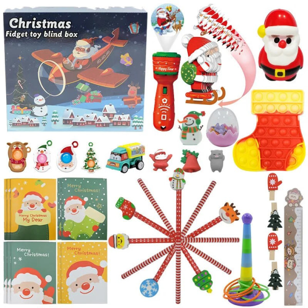 24 dagar/ set Fidget Toys Jul Adventskalenderpaket Anti Stress Toy Kit Stress Relief Figet Toy Blind Box Barn Julklapp style 6