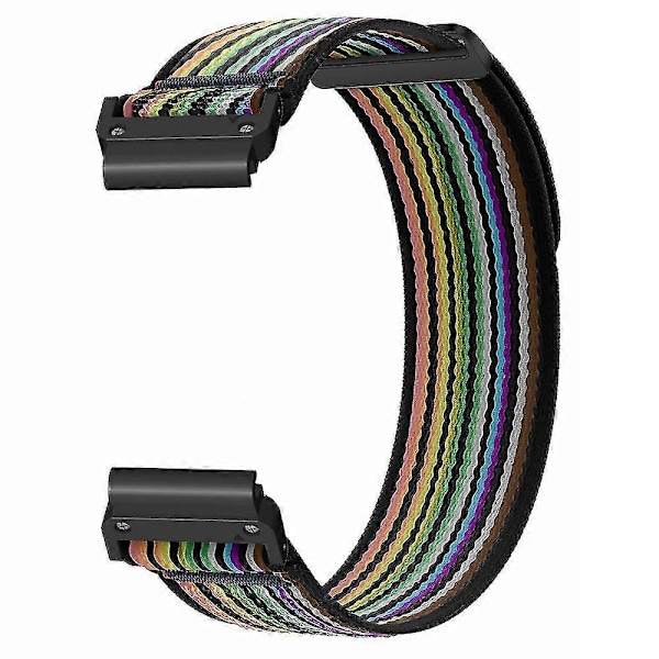 Til Coros Vertix 2 / Garmin Fenix 7X / 6X / 5X 26mm Trail Loop Nylonbånd Blød Urrem - R Black  Rainbow Black
