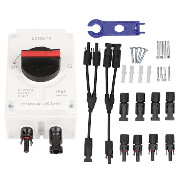 Fotovoltaisk DC Isolator Solströmbrytare IP66 Vattentät Isolerad Brytare för Soldriven Husbil 1200V DC 32A 4P 2 i 1