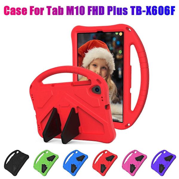 Tabletveske for Tab M10 FHD Plus TB-X606F 10.3 Tommers Nettbrett Anti-Fall Veske med Nettbrettstativ for Barn (Rose Rød)