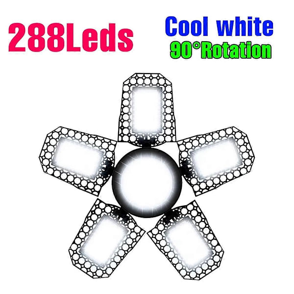 LED-autotallivalo, muunneltavat LED-autotallin kattovalot 5 säädettävällä paneelilla, E27 LED-työvalot 3000LM 30W