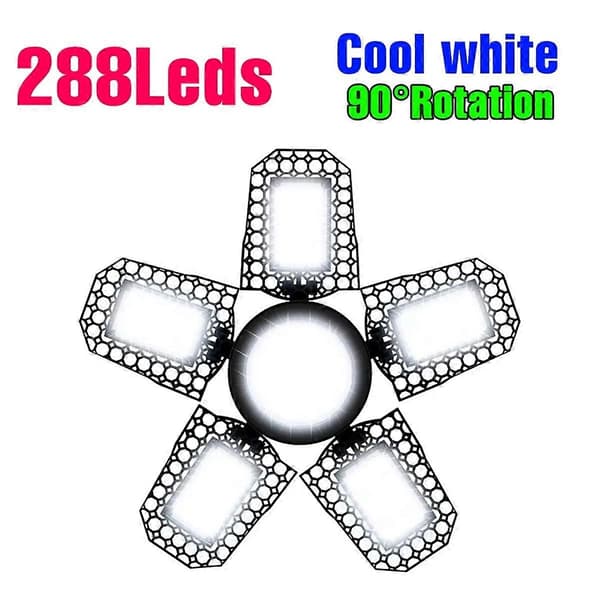 LED Garagelys, deformerbare LED garage loftslamper med 5 justerbare paneler, E27 LED værkstedslamper 3000LM 30W