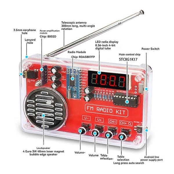 FM Radio DIY Kit Elektronisk Montering Lödningsövningskit 50-108 MHz Mottagare med LCD-display