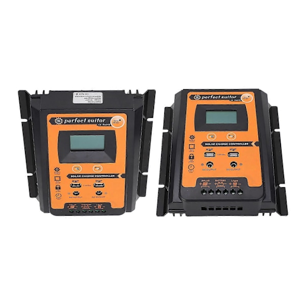 LCD Solcellelade- og utladningskontroller Solcellepanel Regulator Dobbel USB-utgang 12V 24V