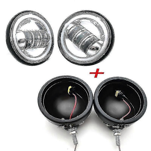 4 1/2\" 4.5 Tum Led Extraljus Dimljus Med Monteringsring Fäste Motorcykel Touring Electra Glide Banmo 1 set C