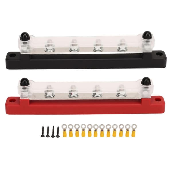 2 STK Batterisamleskinne Sort Rød DC12V til 48V 150A M6 Terminal 6 Studs til RV Bil Skib Yacht Strømsystem