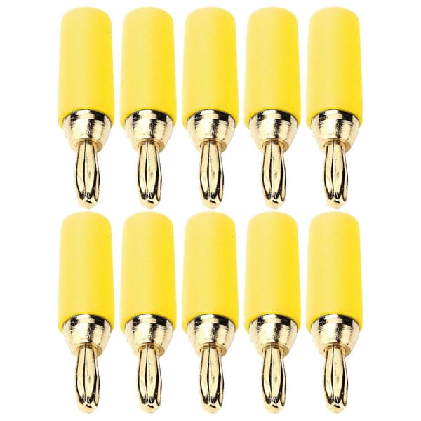 10 st Banankontakt 2,5 mm Guldpläterad Mässing Lödtyp Hankontakt Tillbehörsset Kit Gul