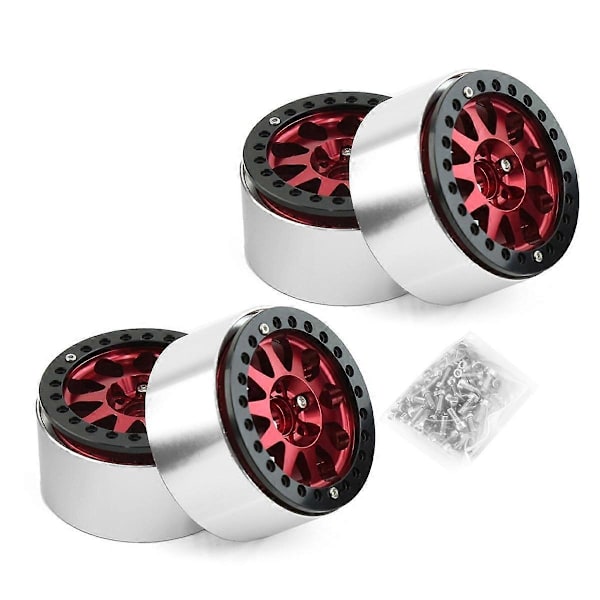 2.2 Tuuman Beadlock Vanteen Kehät Raskaan Sarjan Alumiiniseosta 1:10 RC Crawler SCX10 -4:lle 4kpl-setti Punainen