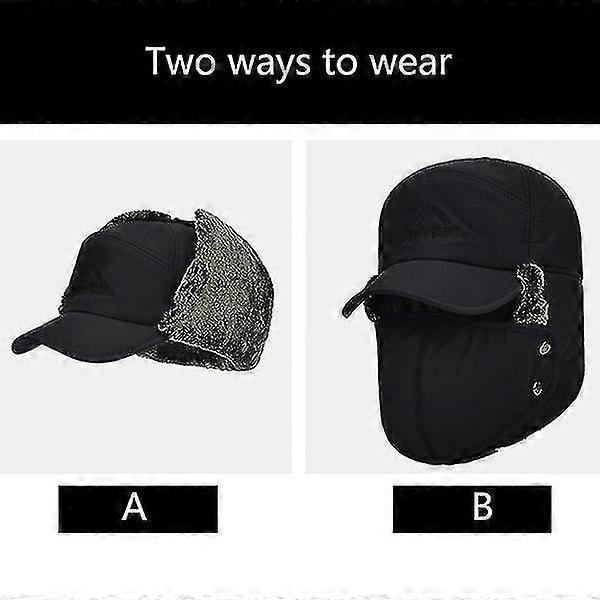 Herr Vinter Casual Baseball Snö Keps Vindtät Tjock Varm Keps Hatt Grey