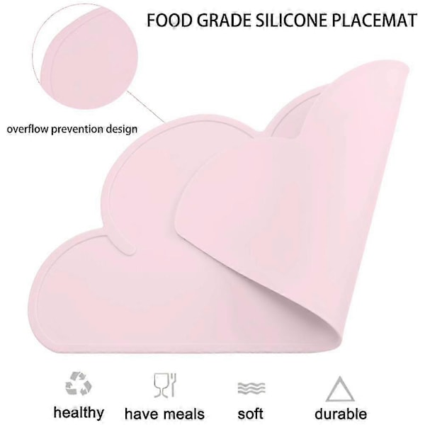 Børne Dækkeserviet - Silikone Skyformet Dækkeserviet Skridsikker Dækkeserviet til Babyer og Småbørn, genanvendelige Dækkeservietter Light pink