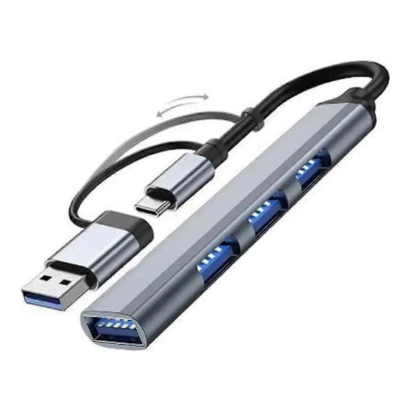 4-i-1 USB 3.0 Hub Typ C till USB 3.0x1 + USB 2.0x3 - 5Gbps Dataöverföring för Windows, PC