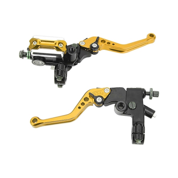 1 Par 7/8 tums Broms Huvudcylinder Spak Universal Motorcykel Styres Kit med Behållare Kolfiber Handskydd Guld
