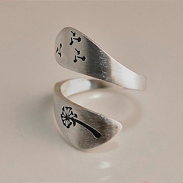 Enkel Dam Maskros Spiral Öppningsbar Fingerring Justerbar Smyckesgåva för Fest