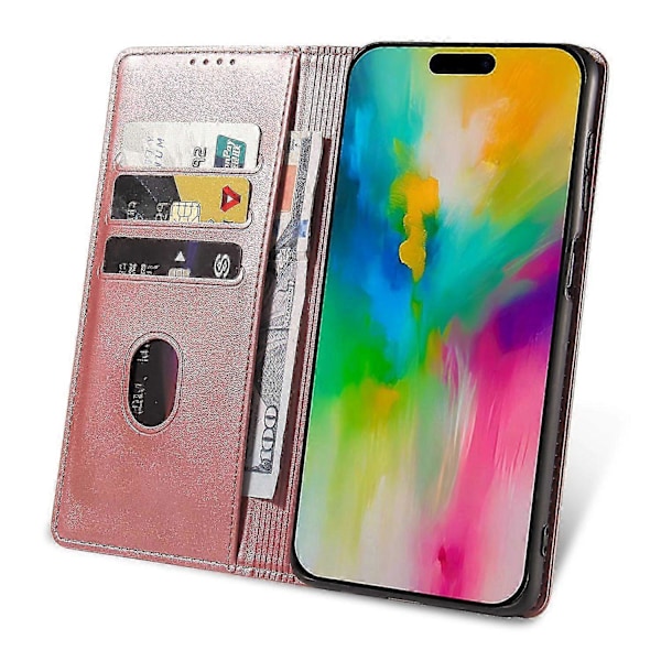 Til iPhone 16 Pro Etui Læder Telefon Cover Stærk Magnetisk Kortholder s20241212513 Style F
