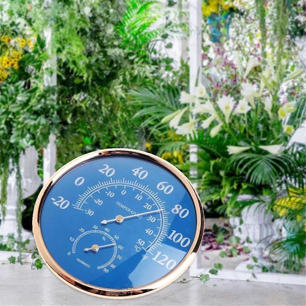 Rund Termometer Hygrometer Hög Noggrannhet Temperatur Luftfuktighetsmätare Blå för Hemmakontor