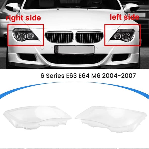För 6-serie E63 E64 M6 2004-2007 Bil Strålkastarglas Kåpa Lins Lampskärm Skal Vänster