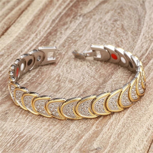 Magnetarmband Guldpläterat Hälsovård Helande Halvmåne Unisex Magnetisk Terapeutisk Armring för Dejting