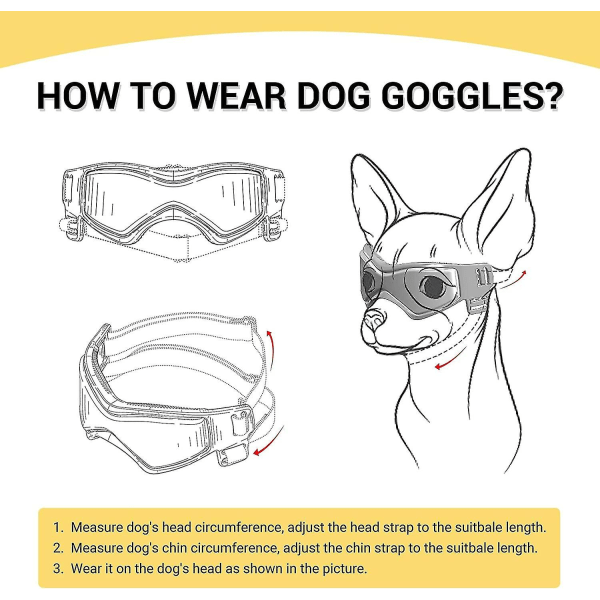 Hundglasögon Liten ras, UV-skydd Hundsolglasögon Mellanras Hundglasögon Vinddammsäker med justerbara remmar