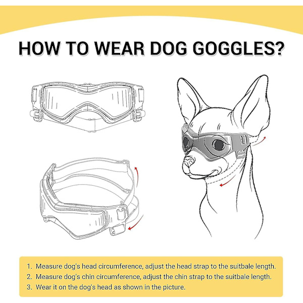 Hundglasögon Små Raser, UV-skydd Hundsolglasögon Mellanstora Raser Hundglasögon Vind- och Dammtäta Med Justerbara Remmar