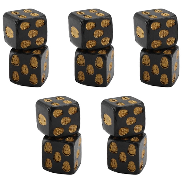 Kranie Terninger 6-Sidet Ben Unik Gave Gamer til Rollespil Brætspil til Halloween, 10 stk. Sort