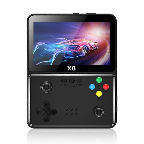 X8 Retro Spillekonsol 4 tommer IPS Skærm Håndholdt Spilleafspiller 10 Simulatorer Videospillekonsol til SFC Sort