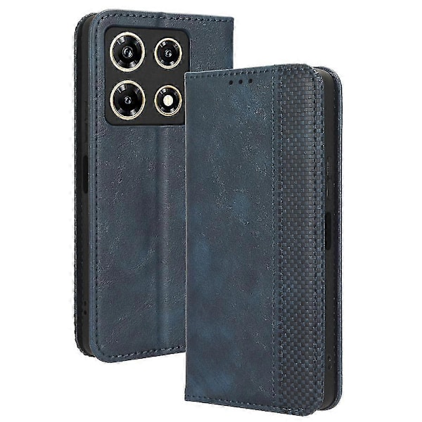 Infinix Note 30 Pro 4G X678B -puhelimelle magneettinen PU-nahkakotelo, kääntyvä jalusta, lompakkokotelo Blue