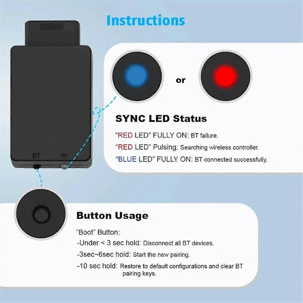 Bluetooth Trådløs Kontrolleradapter for Konsoll til Switch Pro Switch Joycon Blå
