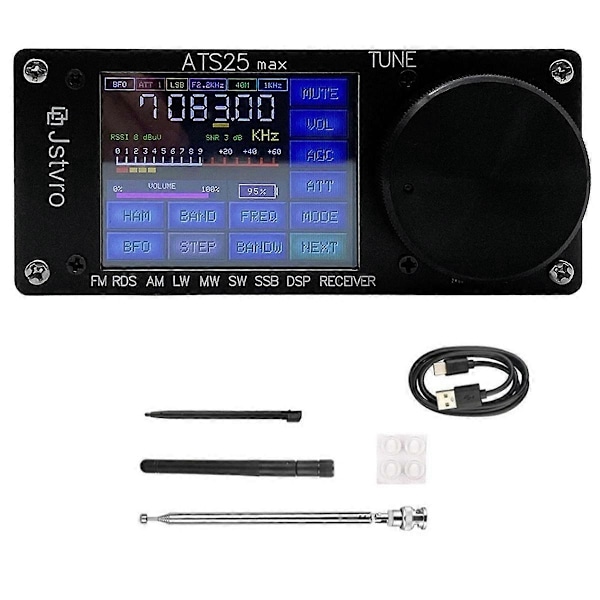 ATS25 Max Si4732 Allbandradio FM RDS AM LW MW SW SSB DSP-mottagare med 2,4-tums pekskärm