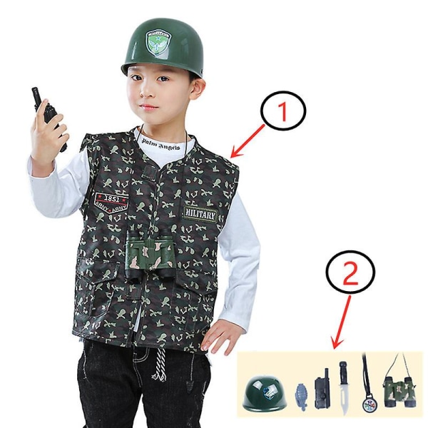 Polisdräkt för barn Klä upp set med handbojor Badge Leksaker Lämpliga för 3-8 år gamla pojkar och flickor Presenter 5