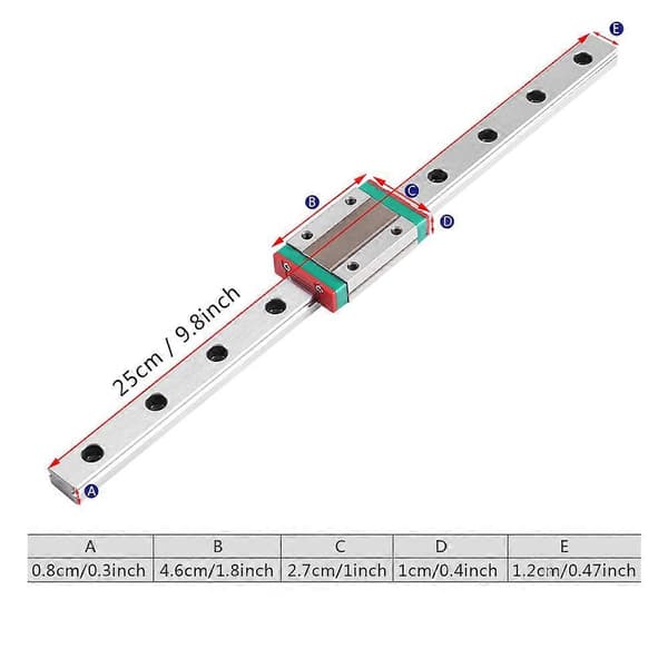 Miniatyr Noggrann Linjär Glidskena Guide Block 250mm