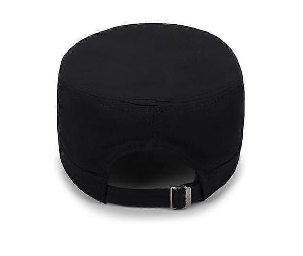 Flat Cap for Menn med To Hull på Siden Justerbar Baseballcaps (Svart)