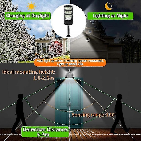 2-pack 213 LED Utomhus Solcellslampor med Vattentät 180° Justerbar Sensor