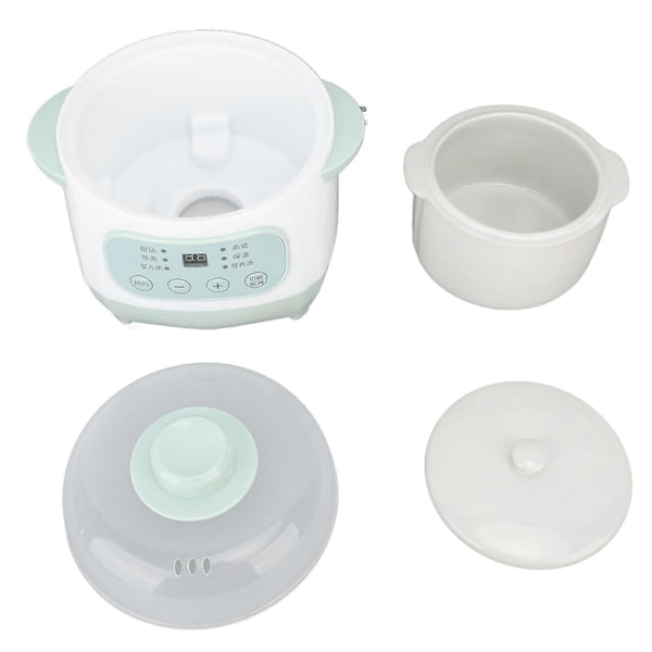 200W 1L Slow Cooker med keramisk innergryta, timer, grön, jämn uppvärmning, elektrisk slow cooker för matlagning, EU-kontakt 220V
