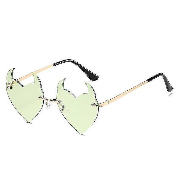 Dame Solbriller Mote Rammeløse Solbriller Djeveløre Hjerteform Solbriller Retro Uv400 Gradienter Nyanser Luksus Dame Briller Green