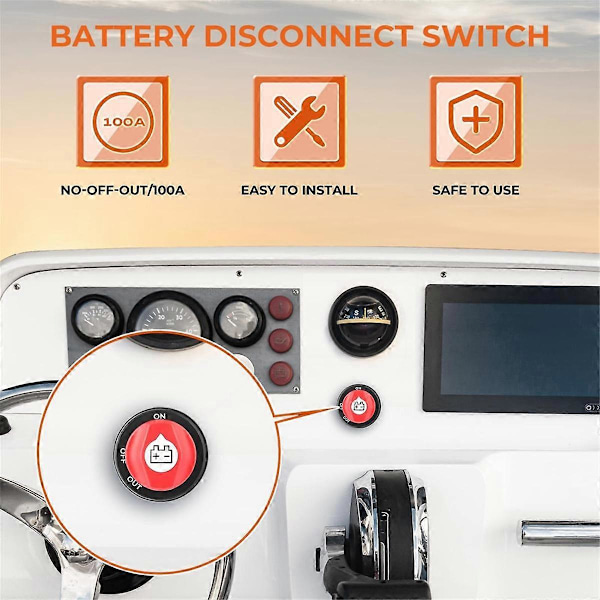 Batterifrånkopplingsbrytare 12-48V, Avstängningsbrytare för Marinbåt RV ATV Bil UTV Fordon 100A
