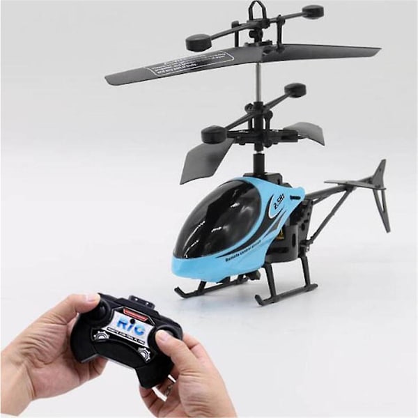 Fjärrstyrd Helikopter med Inbyggd LED-lampa, Höjdhållnings RC Gyro Flygplan, 3 Kanaler, 2.4ghz Flygande Drönarleksak Barnpresenter Blue