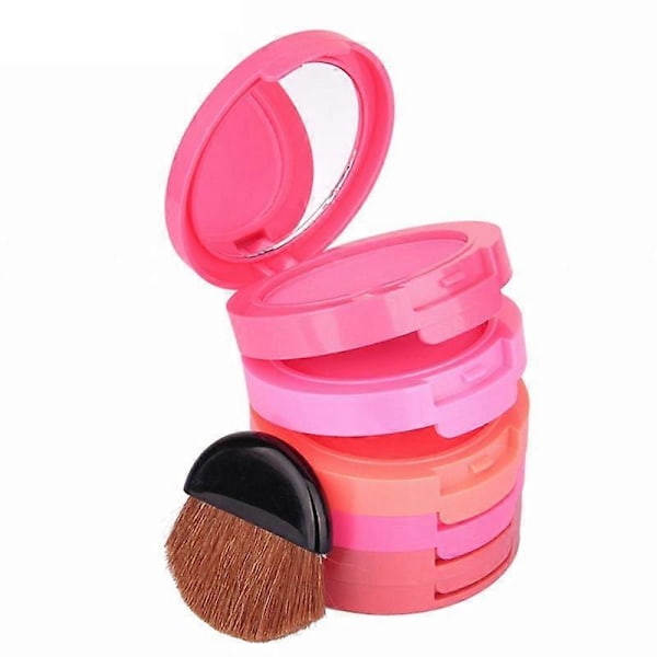 5-i-1 Vandtæt Blush 5-Farve Blusher Palette med Børste Spejl Flydende Blush Fersken