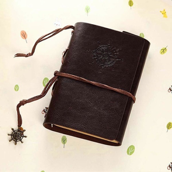 Dagbok Retro Vacker Konstläder Lösblad Anteckningsbok för Gåvor