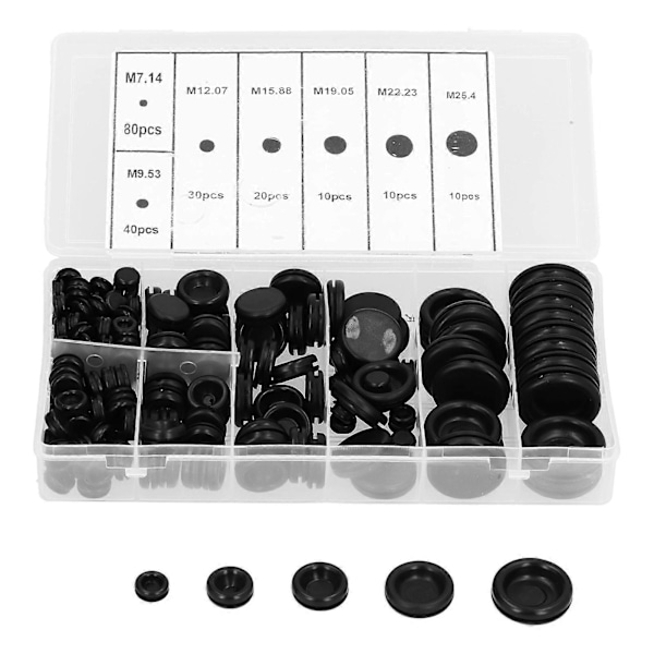 200 st Trådtätningsbrickor Kit Gummitätning Dammtät Isolerad Brandsäker för Kabelskydd 7–25 mm