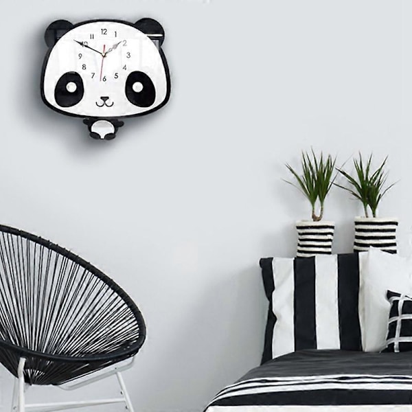 Nordisk Stil Panda Väggklocka Tyst Träklocka för Rum