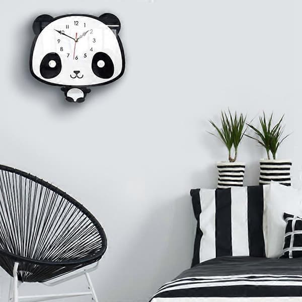 Nordisk Stil Panda Vægur Stille Træur til Værelse