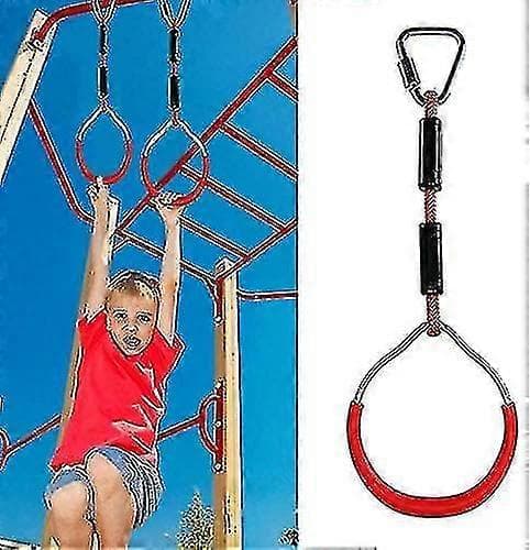 Klätterringar för barn Multifunktionell gunga med plastringar Max belastning 160 kg Ninja klätterring Hinder Trädgårdsgunga röd
